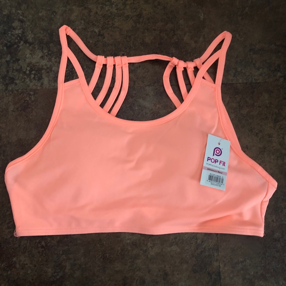 PopFit Top Size M Orange Activewear Yoga 1888-3